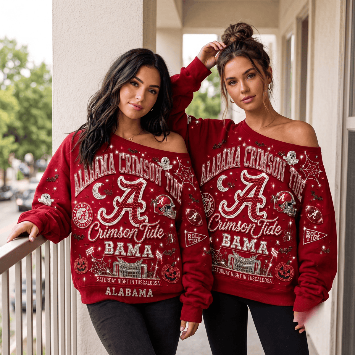 ACT 3D SHOULDER RHINESTONE SWEATSHIRT NTKO