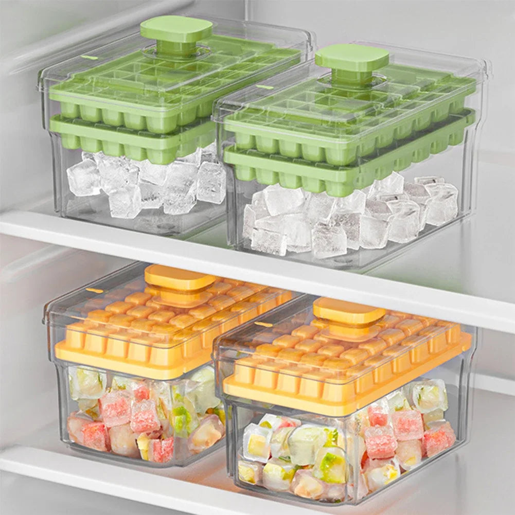 34/68Cavity Ice Cube Tray Ice Cube Mold One-click Press To Easily Release Ice with Lid Sealing Large Capacity Ice Storage Box
