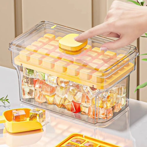 34/68Cavity Ice Cube Tray Ice Cube Mold One-click Press To Easily Release Ice with Lid Sealing Large Capacity Ice Storage Box