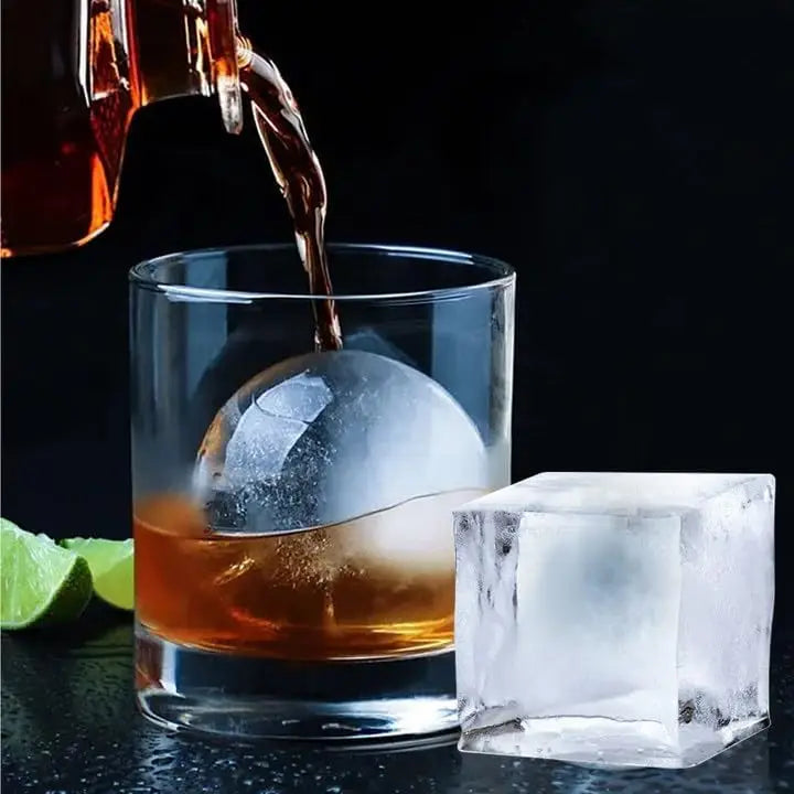 Sphere Ice Ball Maker & Square Ice Cube Tray Set of 4 for Whiskey Cocktails