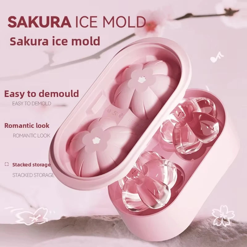 1pcs Cherry Blossom Ice Maker Ice Cube Maker Whiskey DIY Mold Refrigerator Ice Cube Tray Ice Box