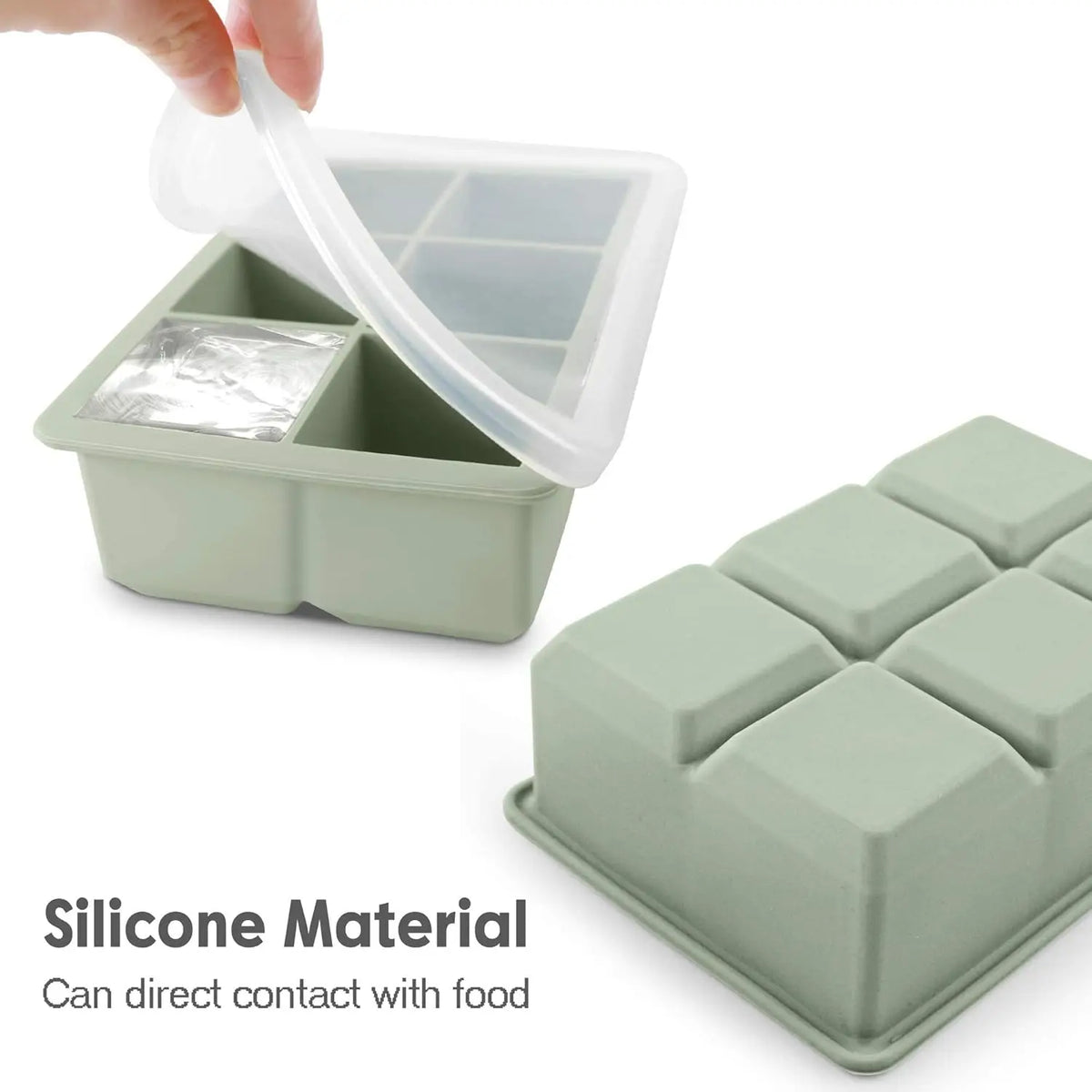 Large Silicone Ice Cube Trays 3 Pack - BPA Free, Leak Proof Lid, Flexible Molds for Cocktail & Whiskey